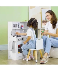 Hongge Kids Pretend Play Kitchen with Chalkboard and Accessories