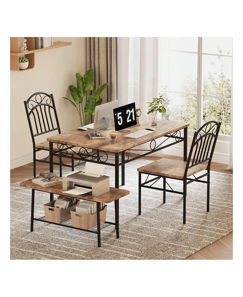 Gaomon Kitchen Table Dining Table Set For 4 4Piece Dining Room Table and Chairs 43.3inch Kitchen Table Set