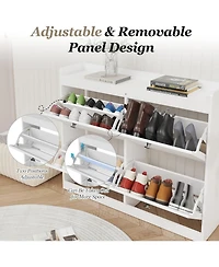 gaomon Large Shoe Storage Cabinet with 4 Flip Drawers, Narrow for Entryway Wooden Legs