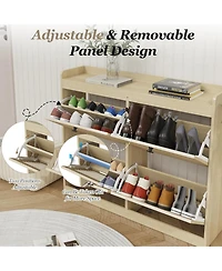 gaomon Large Shoe Storage Cabinet with 4 Flip Drawers, Narrow for Entryway Wooden Legs