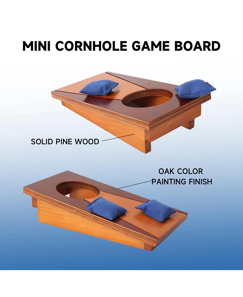 Gse Games & Sports Expert Mini 10"x5" Tabletop Cornhole Toss Game Set with 8 Bean Bags, Wooden Desktop Corn Hole Game Set