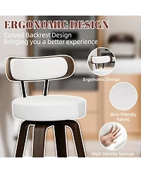 Dyhome 24 inches Bar Stools Set of 3, Modern Counter Height Bar Stools with Wood Back, Boucle Fabric Upholstered Barstools for Home, Cafe