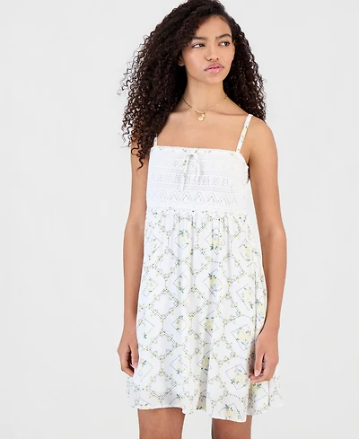 Madden Girl Juniors' Crochet Babydoll Mini Dress