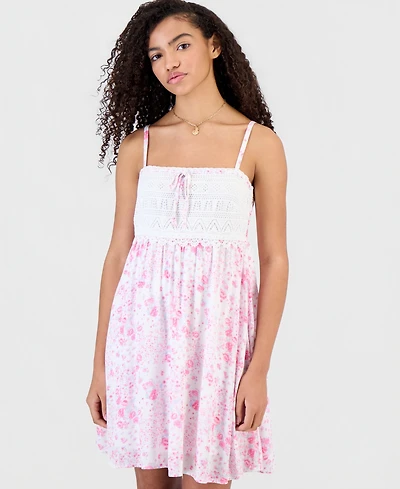 Madden Girl Juniors' Crochet Babydoll Mini Dress