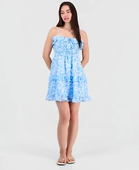 Hippie Rose Juniors' Tiered Smocked Mini Dress