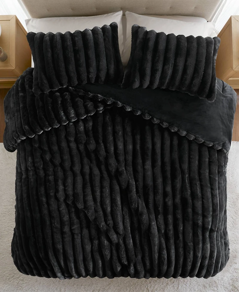 Madison Park Jasmine Faux Fur Reverse to Velvet 3-Pc. Comforter Set