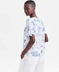 Charter Club Women's Linen Y-Neck Top, Macy's Exclusive