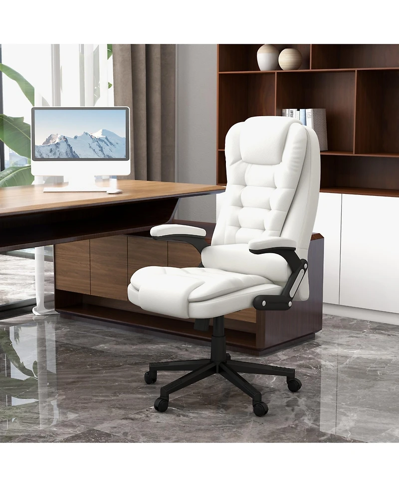 Draft - Boyel Living High Back Vibration Massage Office Chair with 6 Vibration Points Heated Reclining Pu Leather