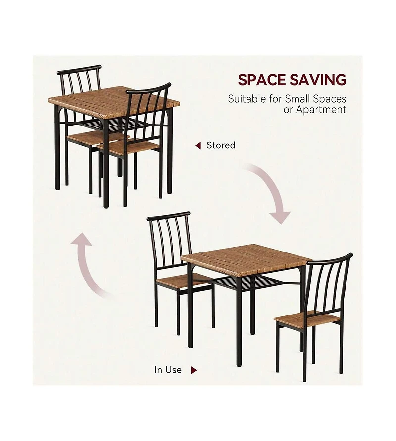 Gaomon Kitchen Table Dining Table Set 3 Piece Dining Table Set For 2 Square Kitchen Table Set for Dining Room, Home Office