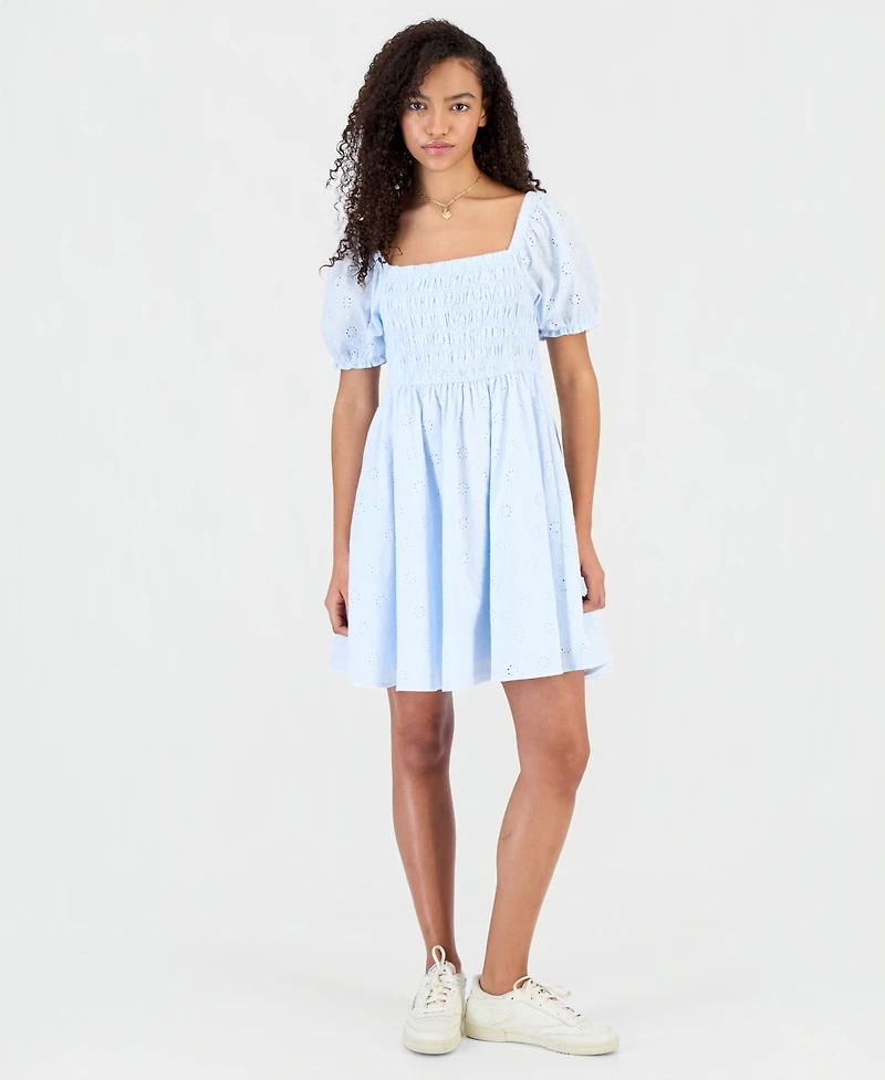 Celebrity Pink Juniors' Cotton Eyelet Babydoll Dress