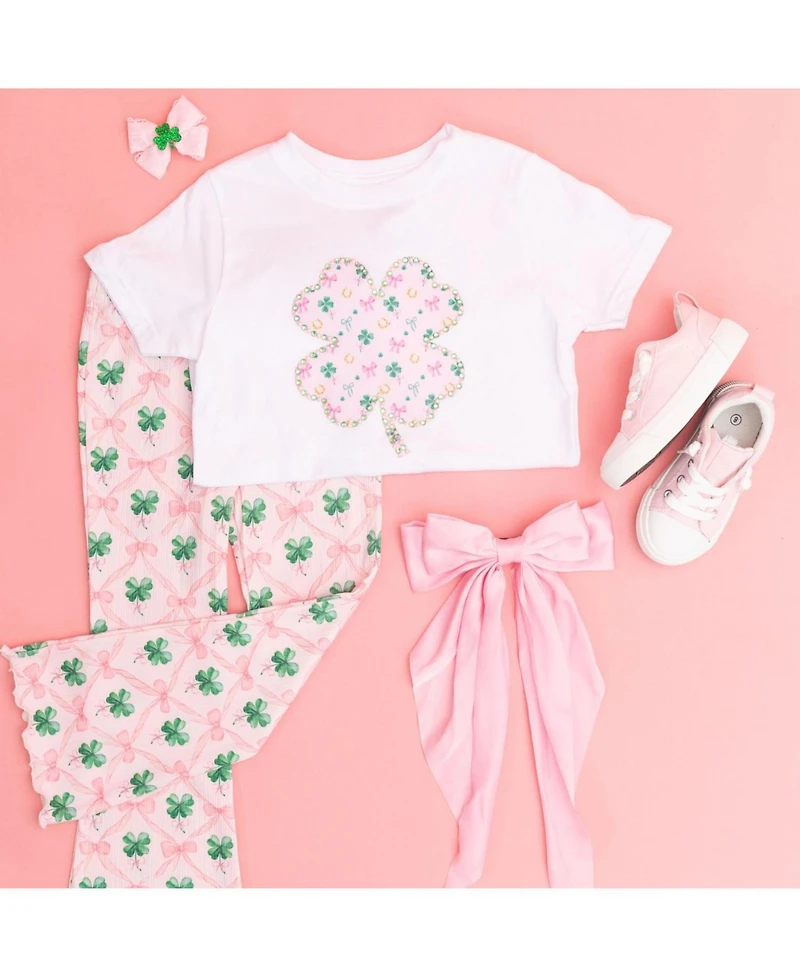 Sweet Wink Baby Girls Ditsy Shamrock Patch St. Patrick's Day Short Sleeve T-Shirt