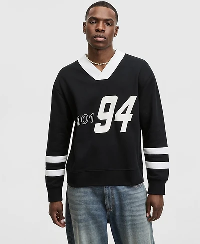 Mode of One Men's Relaxed-Fit Varsity V-Neck Shirt, Macy's Exclusive