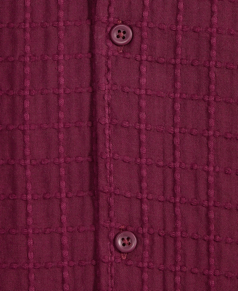 Mode of One Men's Relaxed-Fit Crinkled Short-Sleeve Shirt, Macy's Exclusive