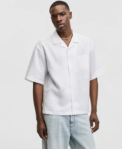 Mode of One Men's Boxy-Fit Short-Sleeve Linen Camp Shirt, Macy's Exclusive