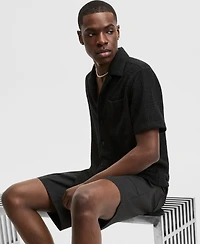 Mode of One Men's Relaxed-Fit Boucle Short-Sleeve Camp Shirt, Macy's Exclusive