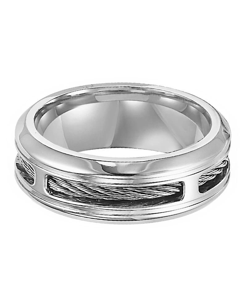 Triton Men's Stainless Steel Ring, Comfort Fit Cable Wedding Band
