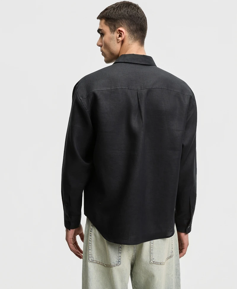 Mode of One Men's Relaxed-Fit Long-Sleeve Linen Shirt, Macy's Exclusive