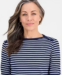 Style & Co. Petite Striped Knit Envelope-Neck 3/4-Sleeve Dress, Macy's Exclusive