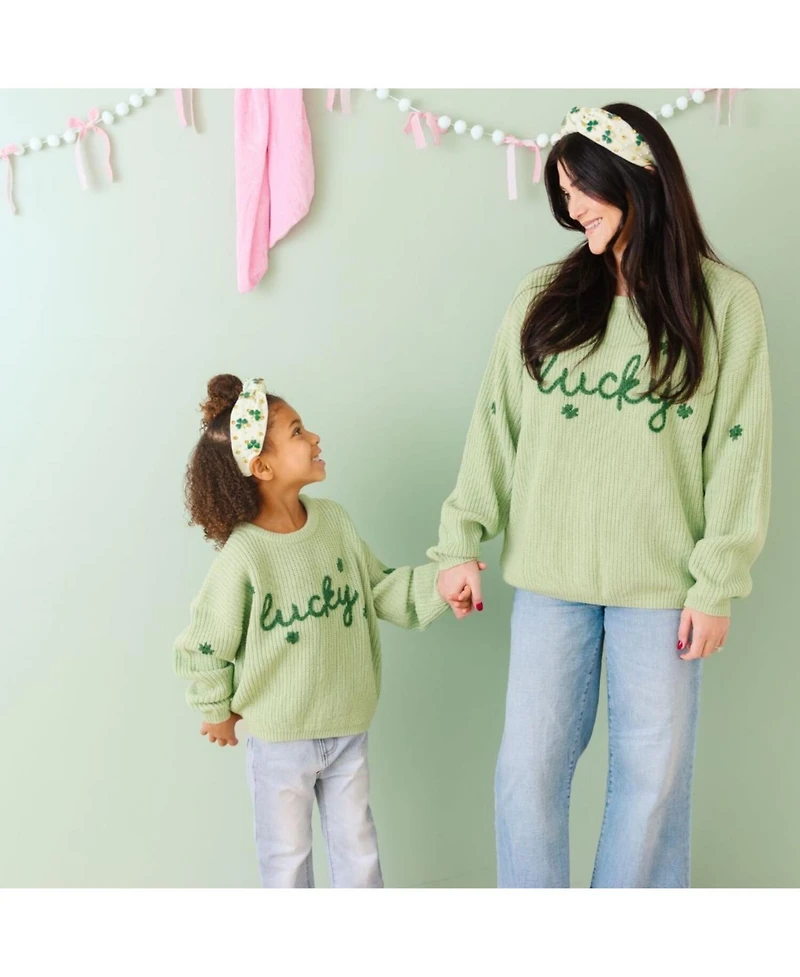 Sweet Wink Little Girls Lucky Shamrock St. Patrick's Day Knit Sweater