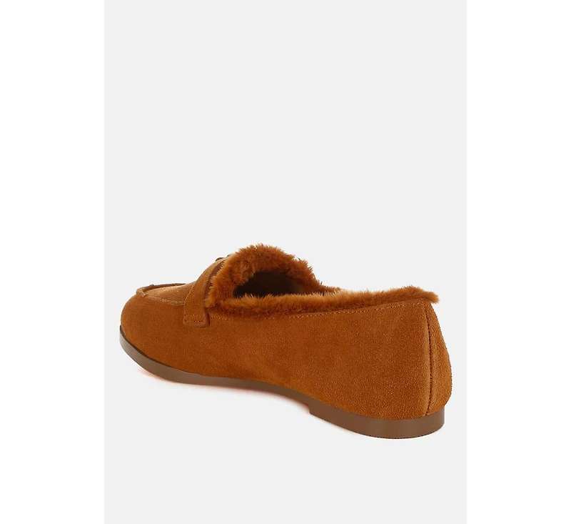 Ohrid Suede & Faux Fur Flat Loafers