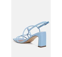 Womens Andrea Knotted Straps Block Heeled Sandals