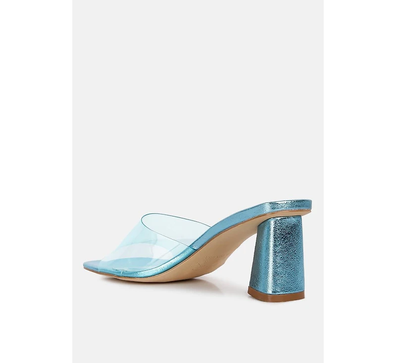 eugnie clear straps block heel sandals