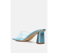 eugnie clear straps block heel sandals