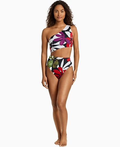 Lauren Ralph Women's One-Shoulder Cutout One-Piece Swimsuit