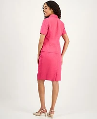 Kasper Womens Circle Jacquard Short Sleeve Blazer Circle Jacquard Pencil Skirt