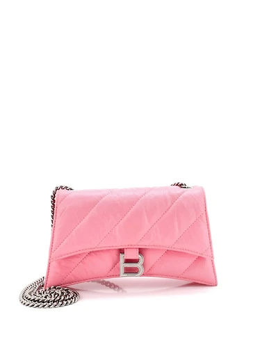 Pre-Owned Balenciaga Xs Crush Chain Flap Bag Quilted Crushed Calfskin