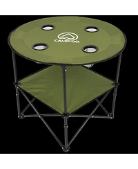 Camp & Go 28" Round Lightweight Fabric Portable Folding Beach Table with Cupholders, Green