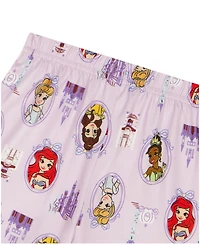 Disney Girls' Toddler 2T-4T Princess Time Printed Top and Shorts, 2-Piece Pajama Set