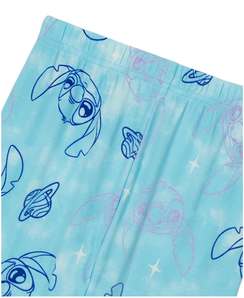 Lilo Stitch Girls' 4-10 All Over Print Tops, Shorts, and Pants, 4-Piece Pajama Set