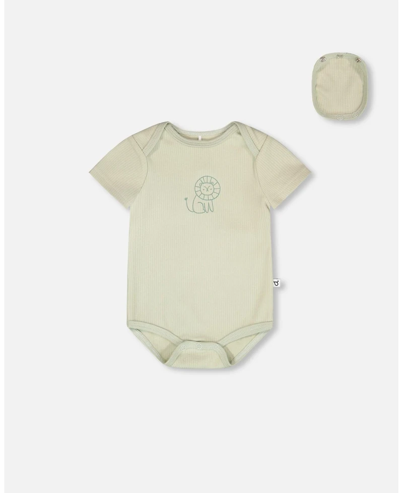 Deux par Baby Boys Evolutive Jersey Onesie Sage Green