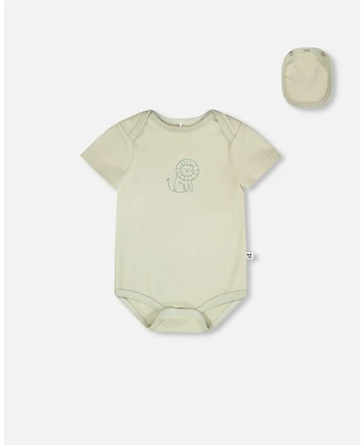 Deux par Baby Boys Evolutive Jersey Onesie Sage Green