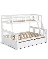 Slickblue Twin Over Full Bunk Bed with Trundle, Convertible Design - 60