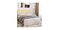 gaomon Bed Frame with Charging Station and Led Lighting