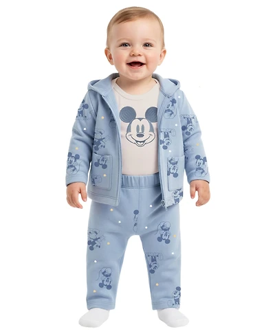 Disney Baby Boys' Mickey Mouse Jacket, Bodysuit & Pants, 3-Piece Set