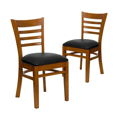 Emma+Oliver 2 Pack Ladder Back Wooden Restaurant Chair