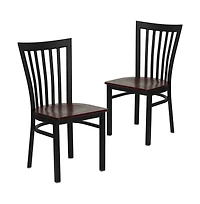 Emma+Oliver 2 Pack School House Back Metal Restaurant Chair