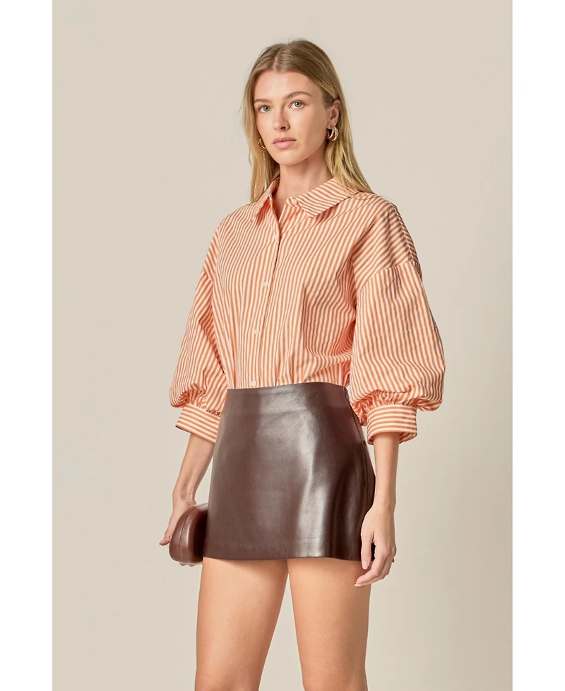 English Factory Women's Striped Ballon Sleeves Shirt