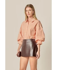 English Factory Women's Striped Ballon Sleeves Shirt