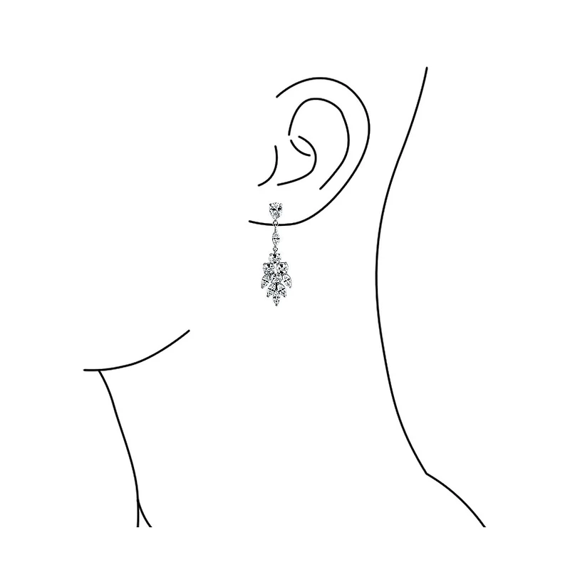 Bling Jewelry Teardrop Marquise Cluster Cubic Zirconia Cz Prom Pageant Statement Dangle Earrings Rhodium Plated Brass