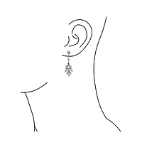 Bling Jewelry Teardrop Marquise Cluster Cubic Zirconia Cz Prom Pageant Statement Dangle Earrings Rhodium Plated Brass