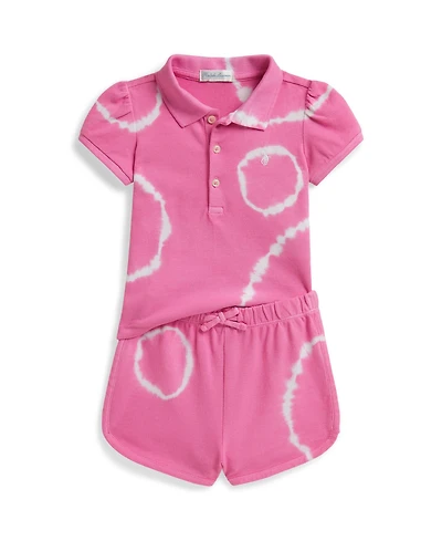 Polo Ralph Lauren Baby Girls' Tie-Dye Stretch Mesh Shirt and Shorts, 2-Piece Set