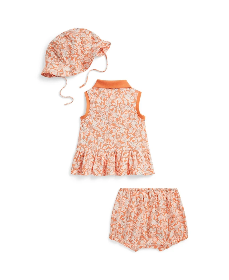 Polo Ralph Lauren Baby Girls' Mesh Sleeveless Shirt, Bloomer and Hat, 3-Piece Set