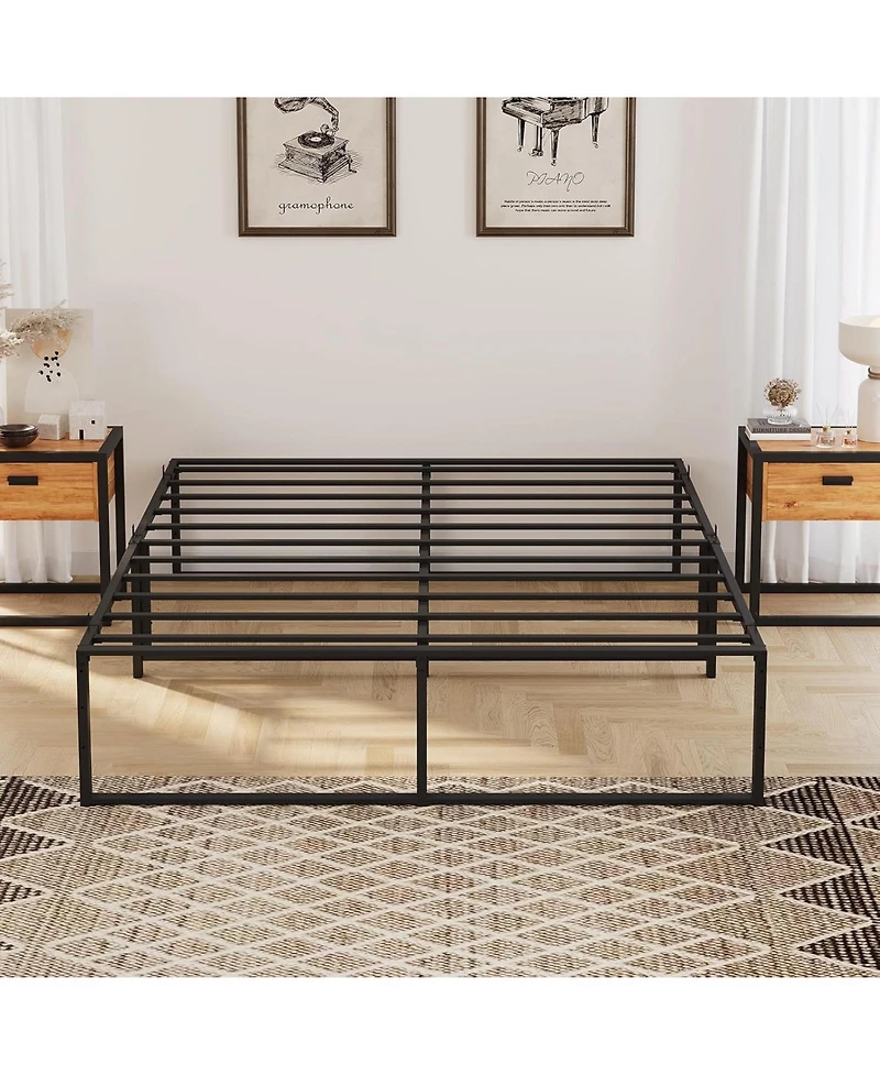 gaomon Full Metal Bed Frame Platform with Steel Slat Support, 14" High, No Box Spring, Under Bed Storage, Quiet, Easy Assembly