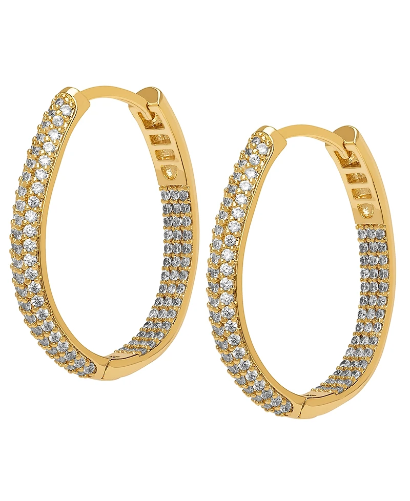 Macy's Lab-Grown White Sapphire (1 ct. t.w.) Inside-Out Hoop Earrings in 14k Gold Over Sterling Silver