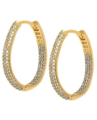 Macy's Lab-Grown White Sapphire (1 ct. t.w.) Inside-Out Hoop Earrings in 14k Gold Over Sterling Silver