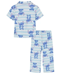 Lilo Stitch Girls' Toddler 2T-4T Printed Top and Pants, 2-Piece Pajama Set
